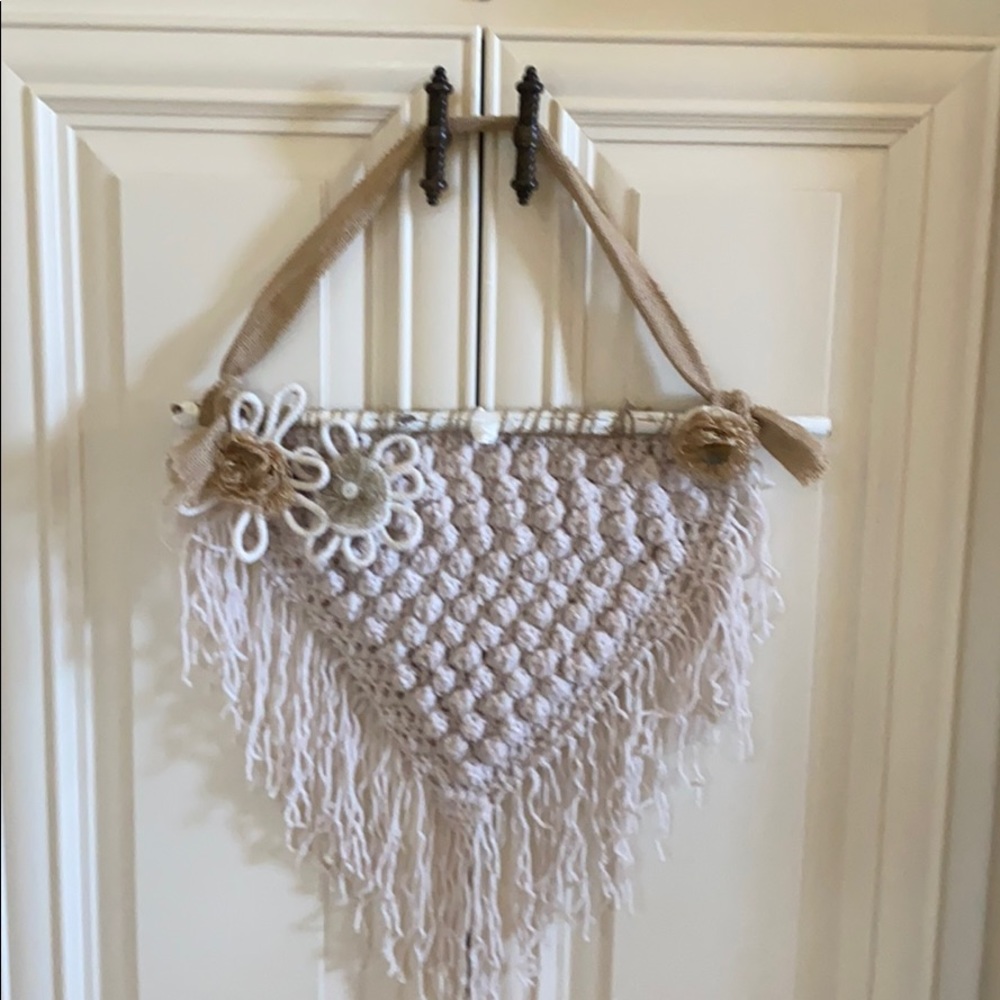 Hand crocheted wall accent